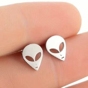 dainty stainless steel spaceman stud earrings